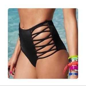 VS PINK high waist black bikini bottom Medium